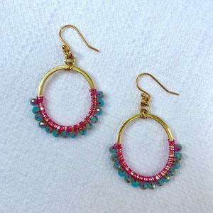 Beaded Colorful Hoop Earrings